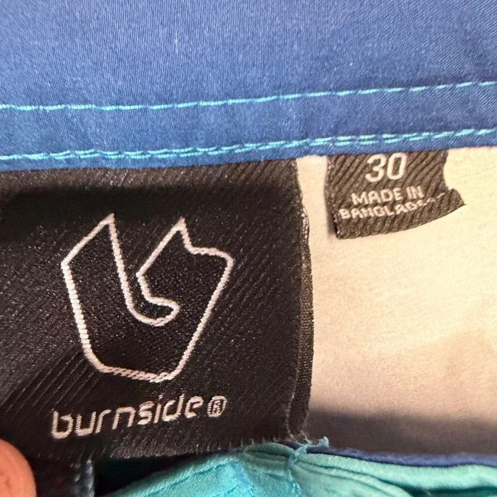 Burnside Mens Tropical Floral Striped Board Shorts Teal Blue Red Size 30 Surf